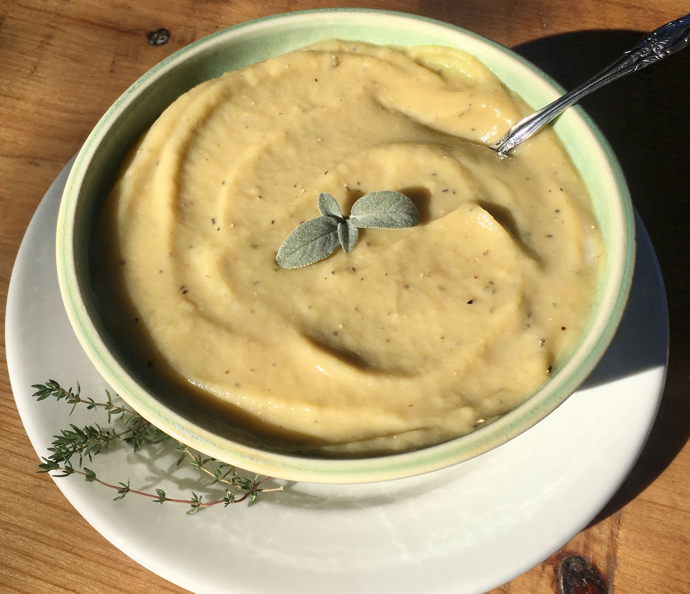 Vegan potato leek soup.