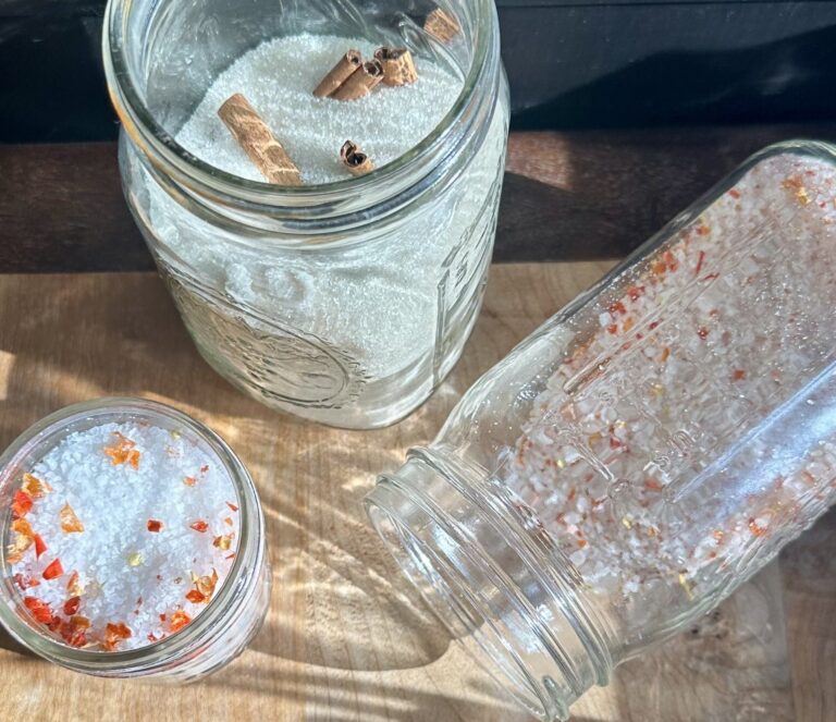 Homemade gifts you can make are infused salt and sugar.