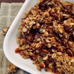 Vegan protein granola in a bowl.