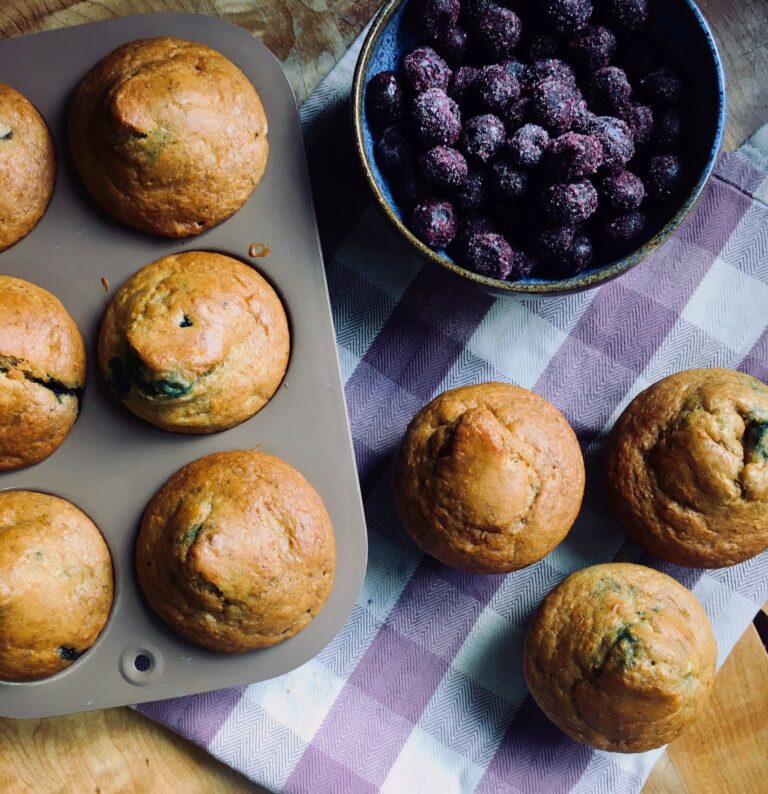 Vegan healthy blueberry muffins.