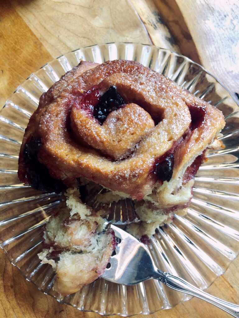 Vegan nut-free and dairy-free spiced cherry sweet rolls.