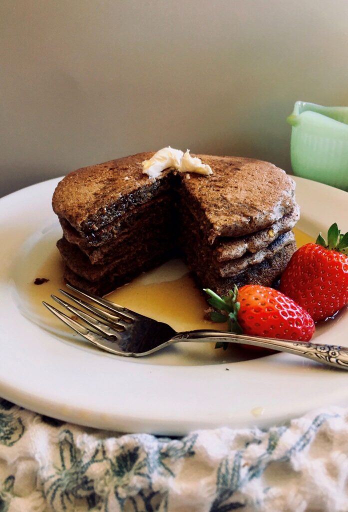 Vegan nut-free buckwheat pancakes recipe.