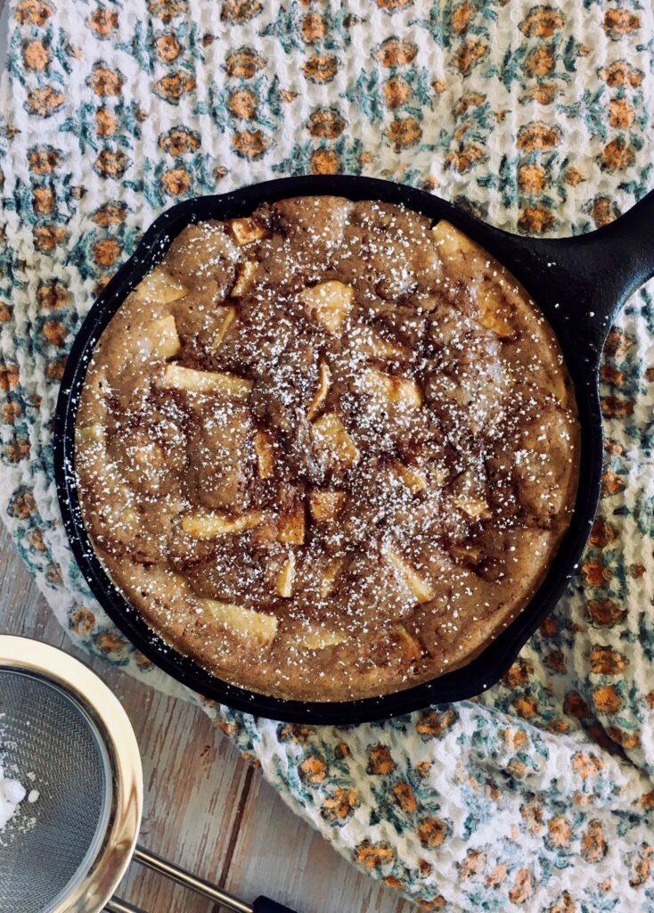 Vegan and nut-free small batch brown sugar apple cake recipe.