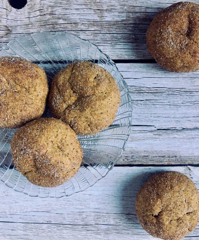 Recipe for soft pumpkin snickerdoodle cookies from digestiblesustainability.com